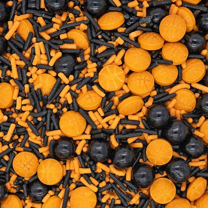 Sprinkles for Cake Decorating Edible Cake Decorations Fancy Basketball Sprinkles, Black and Orange Sprinkles, Cake Sprinkles Cupcake Decorations Ice Cream Toppings Sprinkles for Cupcake Decorating