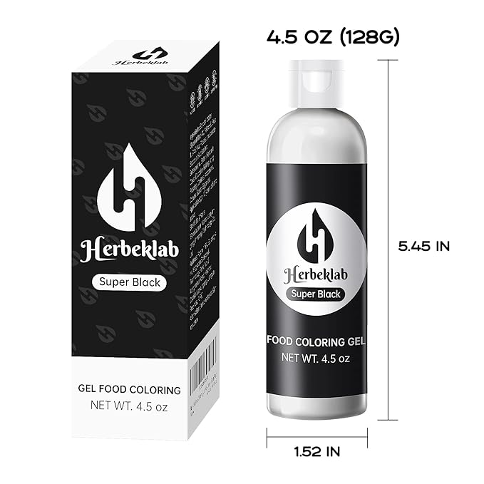 Black Gel Food Coloring – 4.5 oz Professional Grade Concentrated Food Dye, Gel Based Coloring for Icing, Baking, Cake Decorating & Cookies