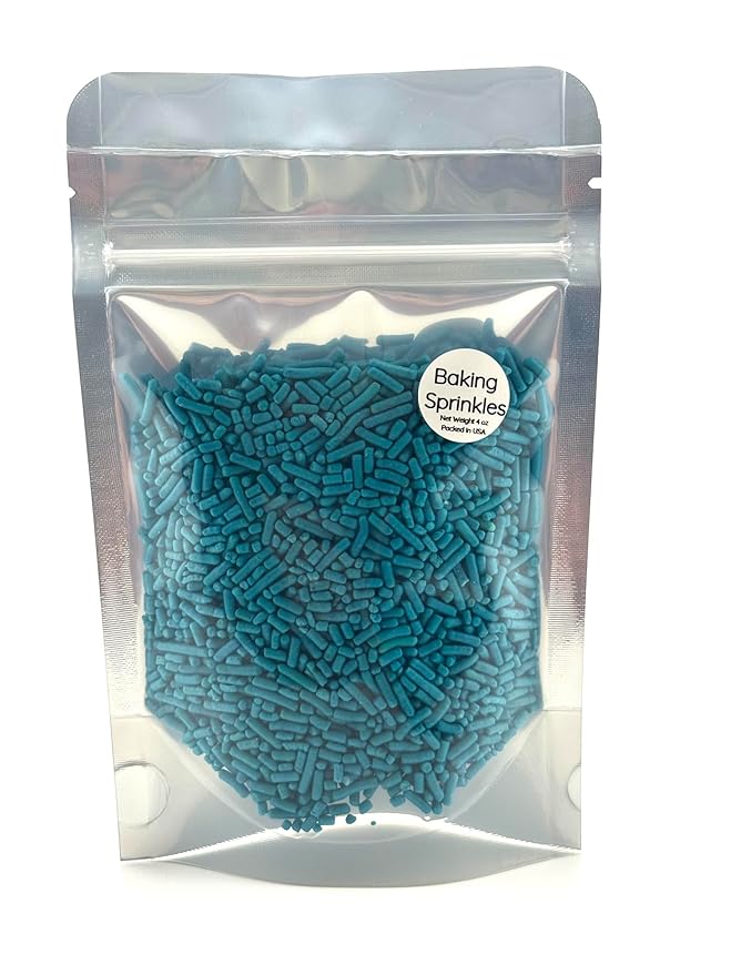 Teal Blue Sprinkles for Baking Cakes, Cupcakes, Cookie Decorations, Ice Cream and Donut Toppings Edible Decorating Baking Supplies - 4 oz package (Teal)