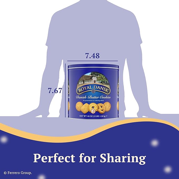 Royal Dansk Danish Butter Cookies, Premium Assorted Cookies in a Gift Tin, Great for Sharing and Gifting, 48 oz