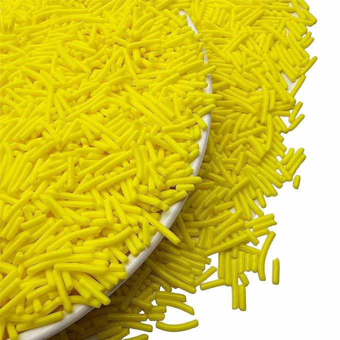 SE Si&Moos Yellow Jimmies Sprinkles Yellow Sprinkles for Cake Decorating Edible Crunchy Jimmies for Topping Ice Cream, Cookies, Cakes, Cupcakes, Dessert Decorating 3 OZ
