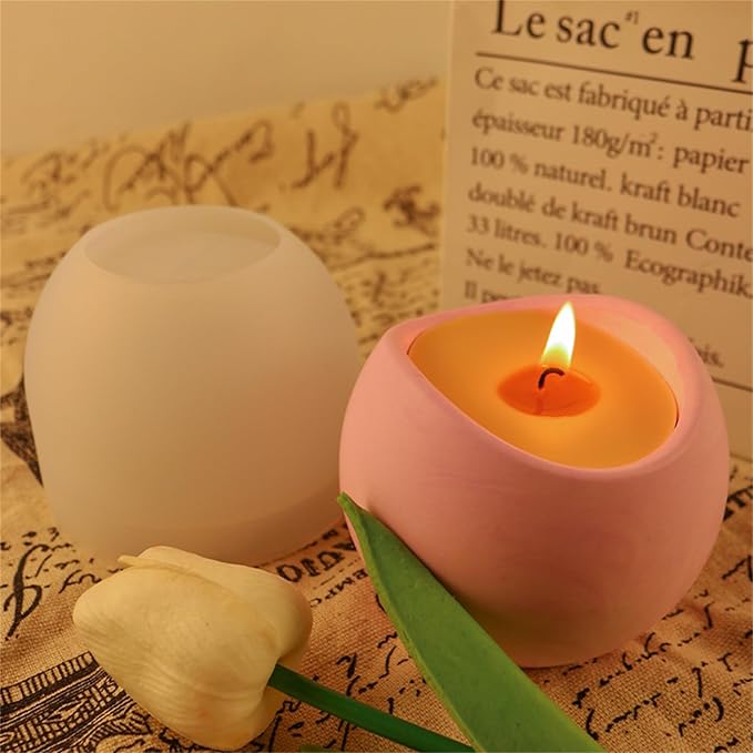 Geometric Flower Pot Silicone Mold Succulent Planter Vase Cactus Concrete Mold Epoxy Resin Candle Pen Holder Plaster Cement Clay Mould (Arc Shape)
