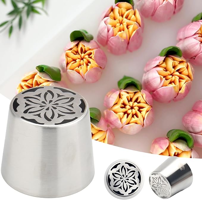 Extra Large Russian Piping Tips for Marshmallows Stainless Steel Flower Frosting Nozzles many styles Cake Decorating Baking tool for Buttercream, Cupcakes Cookies(SL50)