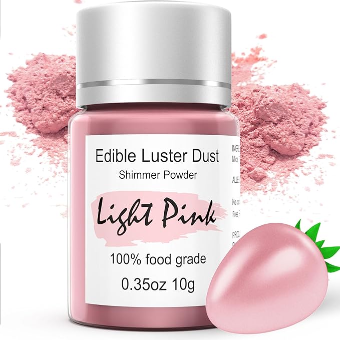 Edible Pink Luster Dust for Cake Decorating – 0.35oz Colaele Gold Shimmering Edible Glitter Dust for Chocolates, Metallic Food Coloring Powder for Edible Glitter for Drinks Cocktails, No Gluten,Vegan