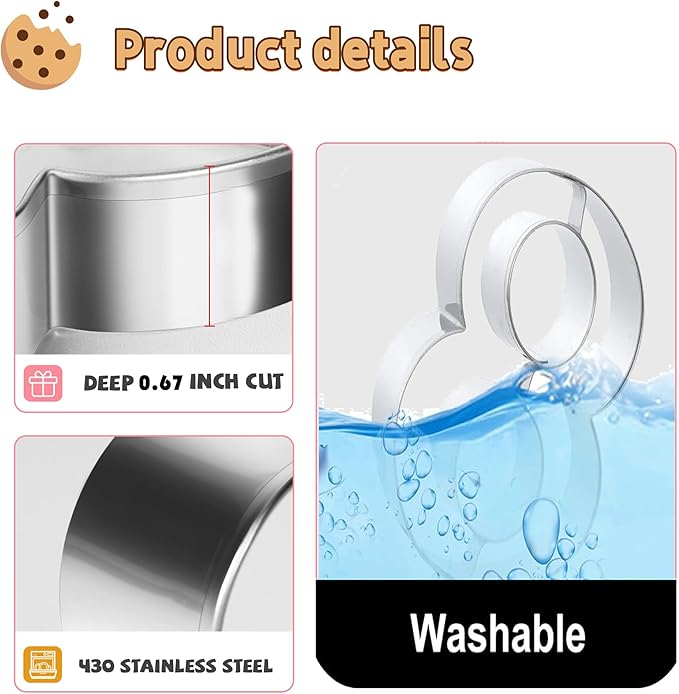 Small Number Cookie Cutters (1.8 Inch), Birthday Numbers 0-9 (6 Reverses to 9), Stainless Steel Cookie Cutters for Baking, Number Shaped Baking Tool for Homemaking Biscuits, Cookies and Dough,9 Pieces