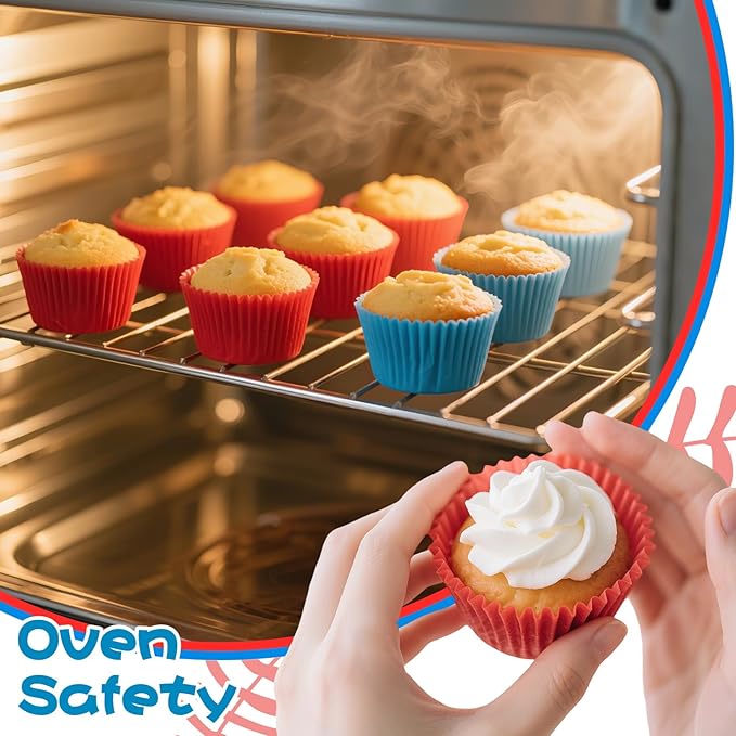 200PCS Red and Blue Cupcake Liners Muffin Baking Cups Wrappers for Blue and Red Birthday Party Supplies Disposable Pastel Cupcake Papers for Sports Theme Baseball Birthday Party Decorations