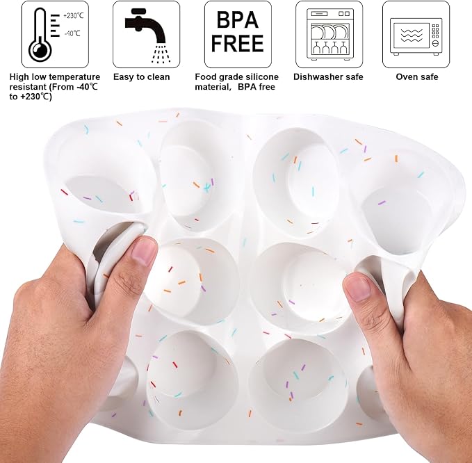 Juome Silicone Egg Bite Molds - 24 Cup Muffin Pans for Baking, Nonstick Cupcake Pan Silicone Mold for Making Tarts, Meatloaf and Mini Cheesecakes
