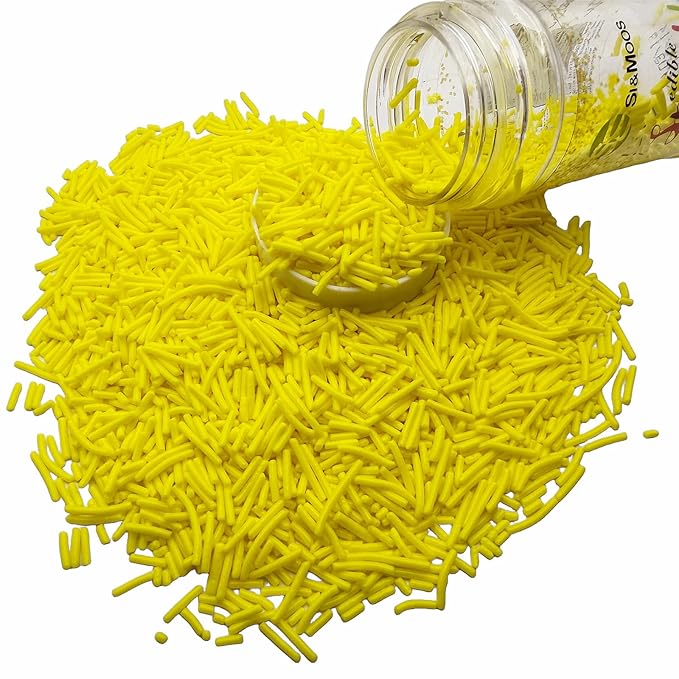 SE Si&Moos Yellow Jimmies Sprinkles Yellow Sprinkles for Cake Decorating Edible Crunchy Jimmies for Topping Ice Cream, Cookies, Cakes, Cupcakes, Dessert Decorating 3 OZ