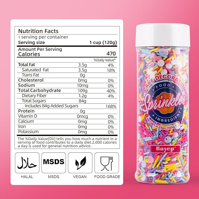 Unicorn Sprinkles for Cake Decorating 4.2 ounce Edible Pink Purple Blue Unicorn confetti Jimmies Sprinkles Mix Topper Cookie for Cupcakes Candy Cream Chocolate Birthday Princess Party