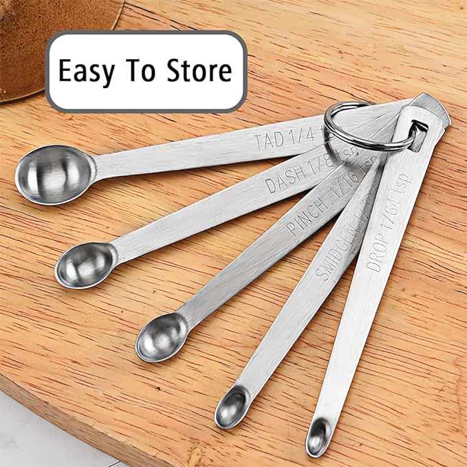 2PCS 1/32 Teaspoon(1/32tsp, 0.16ml, Smidgen) Single Tiny Measuring Spoon, Small Individual Stainless Steel Measure Spoons Only