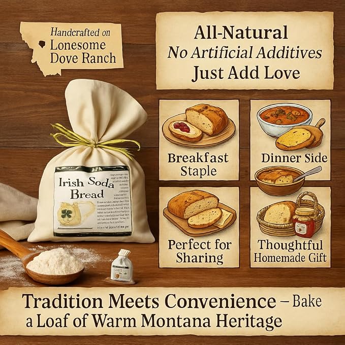 Bounty Foods Irish Soda Bread Mix 23 oz – Handcrafted in Montana, Traditional Recipe, Rustic Artisan Quick Bread Kit in Western-Style Bag, Great for St. Patricks Day, Just Add Buttermilk or Water