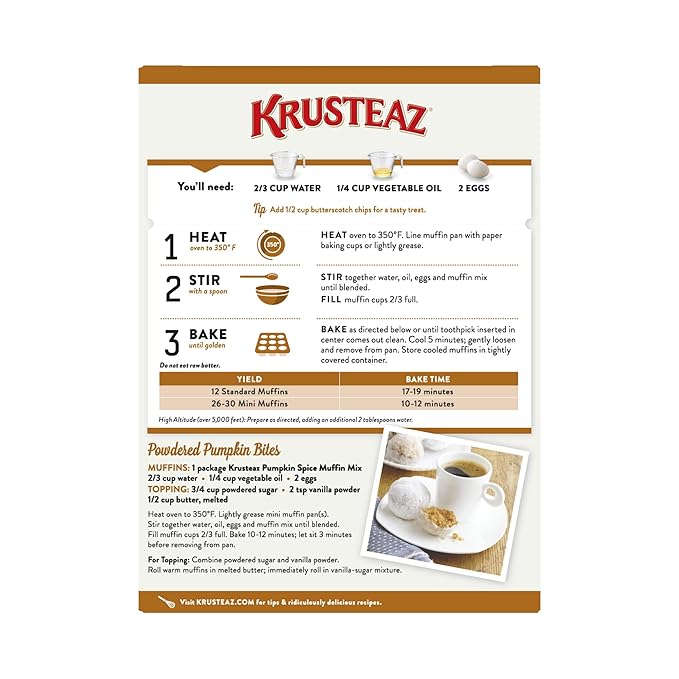 Krusteaz Pumpkin Spice Muffin Mix, 15 oz (Pack of 1)
