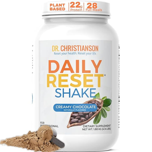 Dr. Christianson's Original Daily Reset Meal Replacement Shake (Chocolate) - Doctor Formulated Natural Pea Protein & Resistant Starch Powder for Complete Nutrition - 28 Full-Size Servings