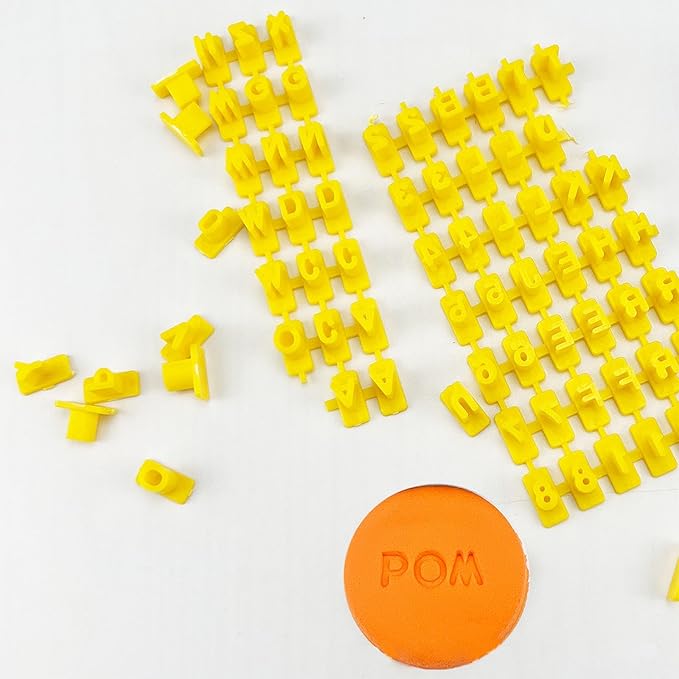 Letter Stamps for Clay-Pottery Stamps with Double Small Alphabet & Numeric Symbols, Also Used as Cookie Stamps Letters & Clay Letter Stamps (Yellow_72pcs)