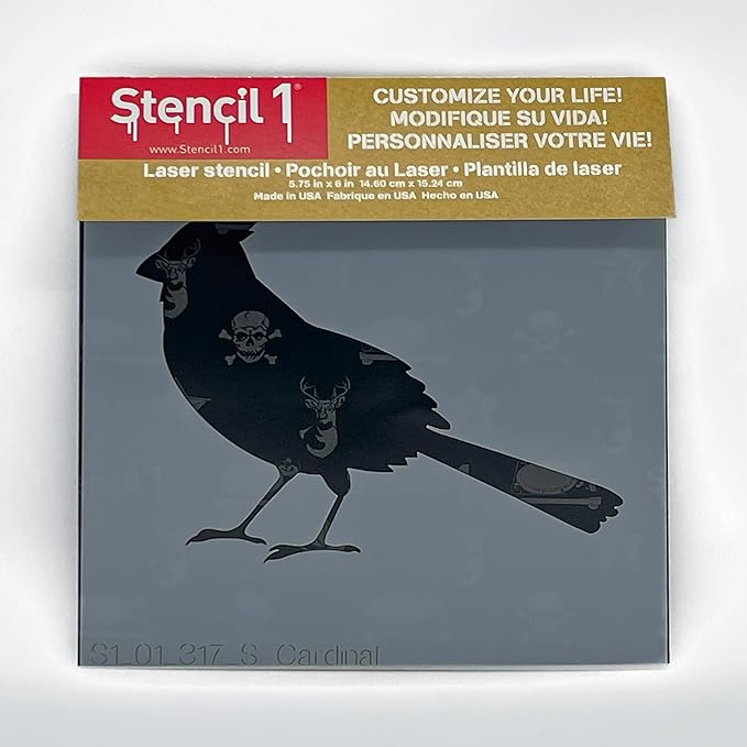 Stencil1 Cardinal Stencil – Reusable Winter Template for DIY Crafts, Holiday Decor, Painting on Wood, Fabric, Cards & More - 5.75" x 6"