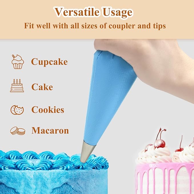 Disposable Piping Bags, 13 Inch Anti Burst Pastry Bags - Icing Piping Bags for Frosting - Suitable for Baking and Cake Decorating (200Pcs)