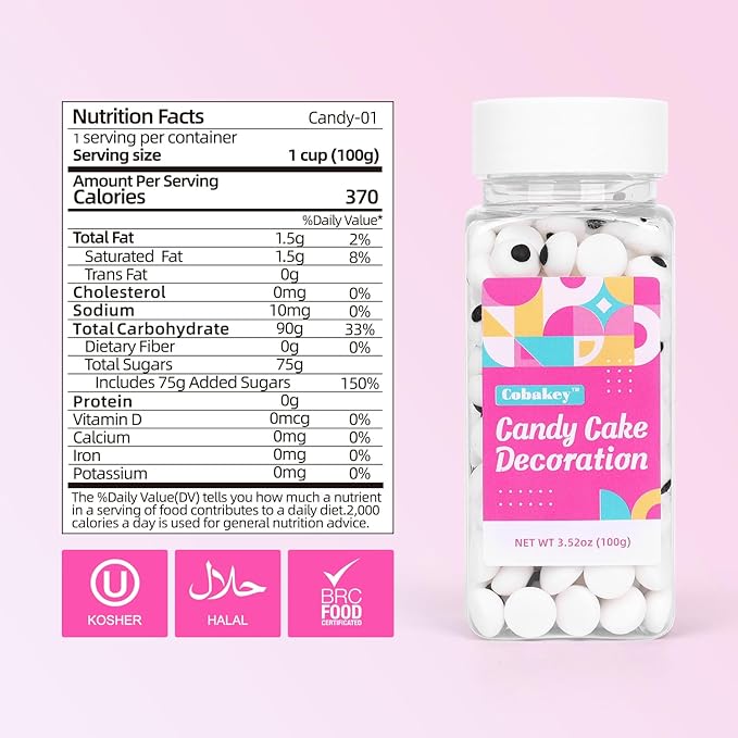 Candy Eyeballs Sprinkles 250 count Edible Eyes for Cake Decorating Cupcake, Cookies, Ice Cream Topper Cake Sprinkles Baking, Perfect For halloween Party, Christmas, New Year’S Eve (10mm Eyeballs)