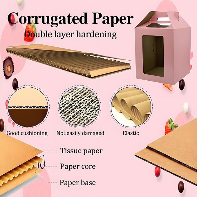 Cake Boxes - 2 Pack Tall Cake Box 12x12x14 Inch Disposable Layer Carrier with Window Large Tierd Cake Out Transport Containers with Handle for Wedding, Birthday, Party