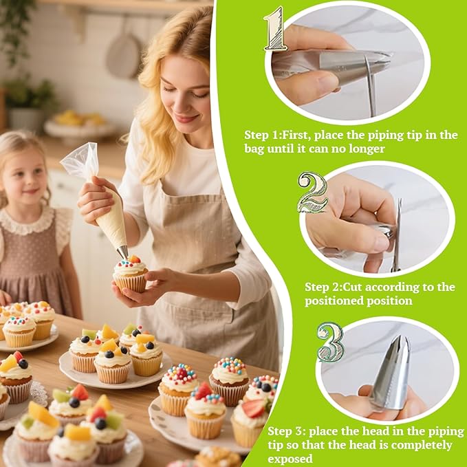 Suuker 6B Piping Tips Set, Stainless Steel Medium Cake Decorating Tips, 5 Pieces Frosting Icing Tips for Cake Decorating, Cupcakes, Cookie
