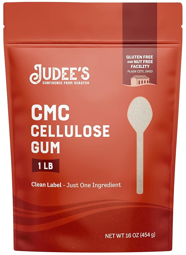 Judee's Gluten Free CMC Powder - Fondant Glue for Decorations with CMC Powder for Fondant - Gluten Free Baking Aid & Cellulose Gum - Ice Cream Stabilizer with Carboxymethyl Cellulose - 1 lb (16 Oz)