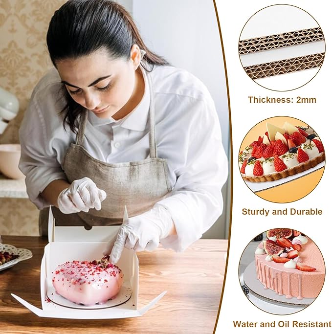 8 Pcs Cake Boards 10 inch Round, Food-Grade White Cake Board Rounds, Sturdy Cardboard Cake Circles Base Cakeboard, Waterproof and Oil-proof Cake Plate for Cake DIY, Dessert, and Crafts Display