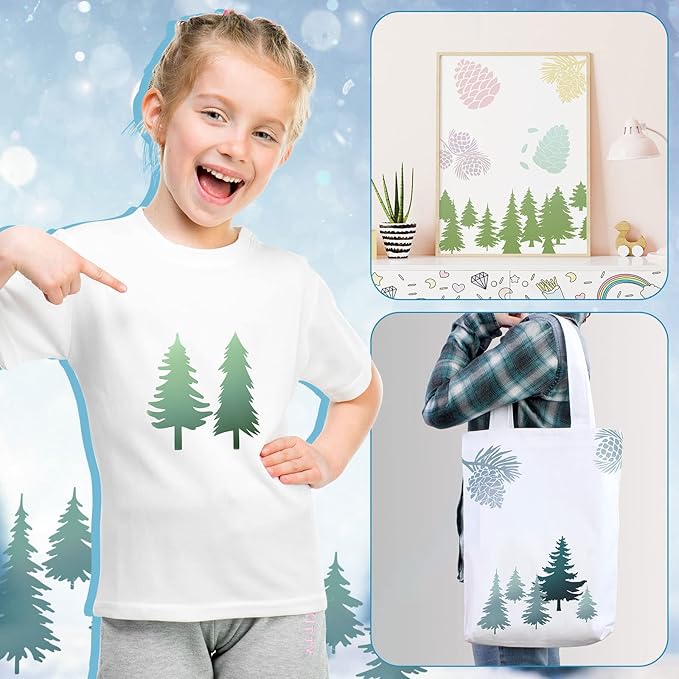 20 Pieces Christmas Pine Tree Stencils for Painting on Wood Canvas Winter Stencils Template Crafts Reusable Holiday Wall Home Decor
