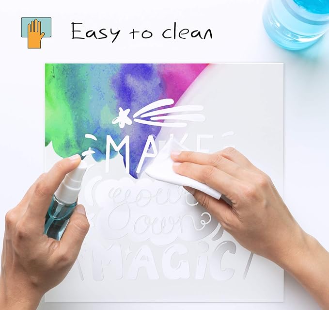 ilauke 10 Pieces 7.5mil Stencil Vinyl Sheets, 12x12inch Blank Mylar Stencil Sheets, Milky Translucent PET Stencil, Clear Mylar Template for Cricut Cutting Machine, Make Your Own Stencils Sheets