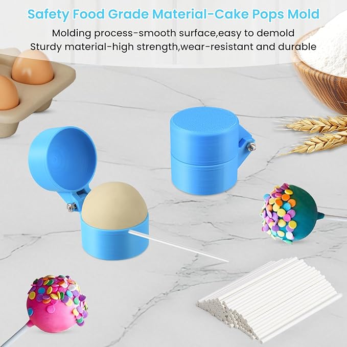 2 Pcs Cake Pop Molds with 100 Sticks,3D Printed Cake Pop Cutter,Round Cake Pop Mold for Baking,DIY Dessert Cake Pop Maker for Home Baking,Wedding Desserts,Birthday Parties