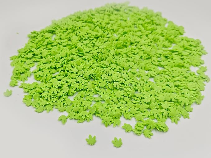 Edible Sugar Green Hemp Leaf Sprinkles Cake Cupcake Toppers Cookie Decorations Sweet Dessert Sprinkle for Party Decorating, 3.4 oz