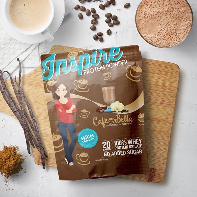 Bariatric Eating Inspire Cafe Bella Vanilla Cinnamon Cappuccino Sugar-Free 20g Whey Protein Isolate Powder (20 Servings)
