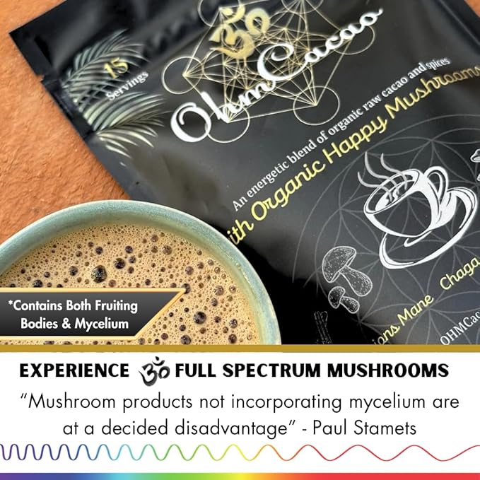 OhmCacao Duo: Organic Pure Cacao Powder & Organic Mushroom Cacao Powder