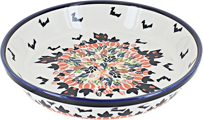 Blue Rose Polish Pottery Haunted House Pie Plate