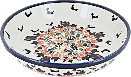 Blue Rose Polish Pottery Haunted House Pie Plate