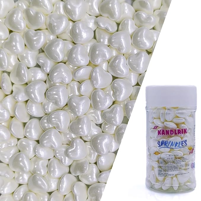 White Heart Sprinkles Edible Heart Cake Decorating Cake Decorations Cupcake Toppers Cookie Decorating Perfect for Cakes, Cupcakes, Desserts Toppings 3OZ