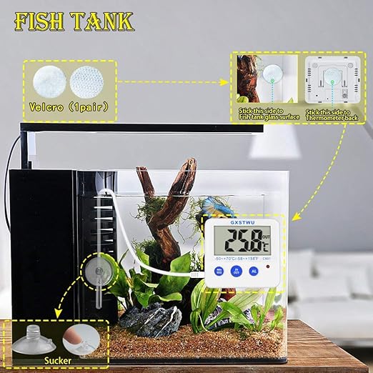 Fridge Freezer Thermometer Max/Min Memory High & Low Temperature Alarms Settings with LED Indicator Digital Refrigeration Thermometer with Magnetic,Stander (WhiteMeter2pack)