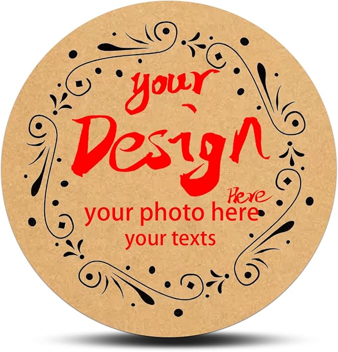 Custom Lable Stickers Round Kraft Paper Stickers, Customized Jars Labels Bakery Package Label with Floral Wreath Personalized with Texts, Logo, Thank You Labels for Business 100pcs (Style 16)