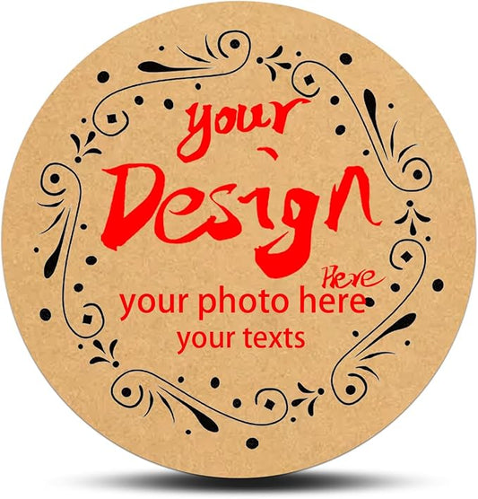 Custom Lable Stickers Round Kraft Paper Stickers, Customized Jars Labels Bakery Package Label with Floral Wreath Personalized with Texts, Logo, Thank You Labels for Business 100pcs (Style 16)