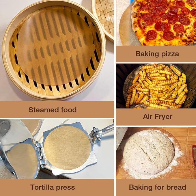 300 Pcs 8, 9, 10 Inch Round Parchment Paper, Round Parchment Paper for Baking, Parchment Liners for Tortillas, Cake Pan
