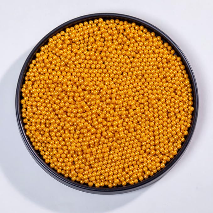 Gold Sprinkles,4mm Cake pearl Sprinkles,Cookie Sprinkles,Sugar Pearl, Edible Candy Pearls 7mm 130g 4.6OZ for Cake Cupcake Decorationg (Gold4mm)