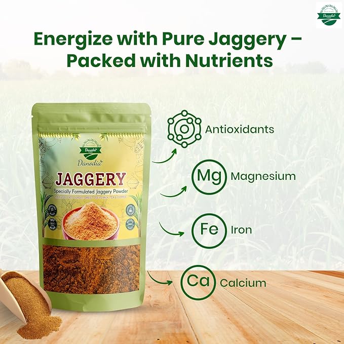 Danodia Foods Organic Jaggery Powder (2 lbs/950G) | Gluten Free, Traditionally, No Anti Caking Agent, No Additives | Unique Sugar Substitute, Best Of Indian Sweetener (Resealable Pouch)