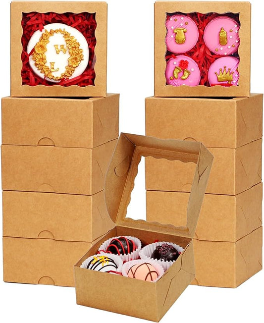80 Pack 4x4x2 Bakery Treat boxes Cookies Boxes Mini Baking Boxes for Cake,Pie, Cinnamon Roll Treat,Chocolate Truffle Box Party Wedding Favor