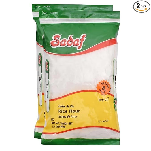 Sadaf Rice Flour - Pure White Rice Flour for Baking or Cooking 1.5 LB (Pack of 2)