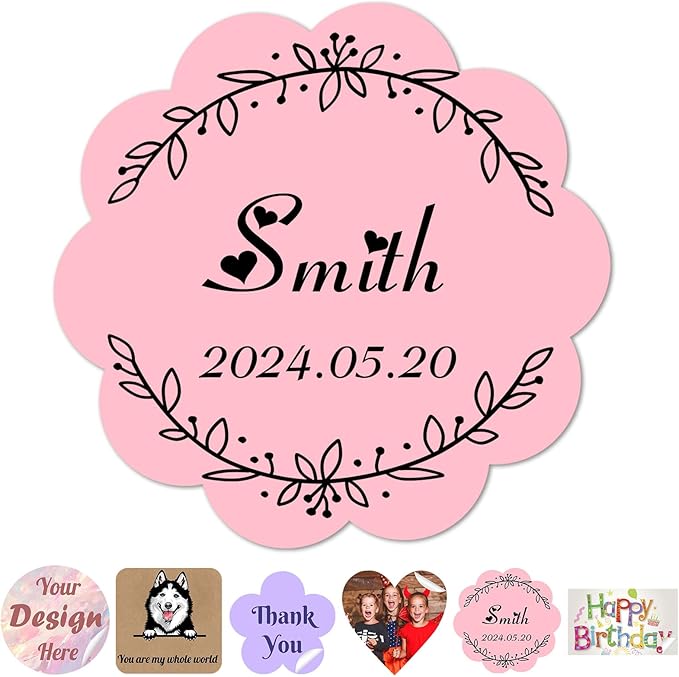 50~1000Pcs Personalized Sticker Custom Label Customized Business Logo Vinyl Stickers Personalized Waterproof Labels with Name Text Photo Make Your Own Printed Sticker for School Office - Sector 3.5"