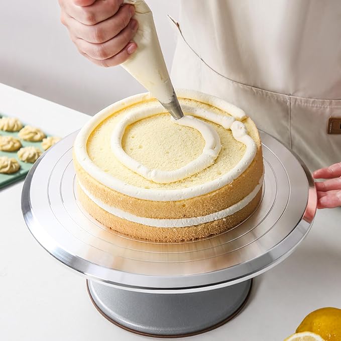 Rotating Cake Turntable, 14" Aluminum Revolving Cake Stand, Cake Spinner Display Tray Plate Tools Accessories for Baking Cupcakes, Pastries and Cake Decorations