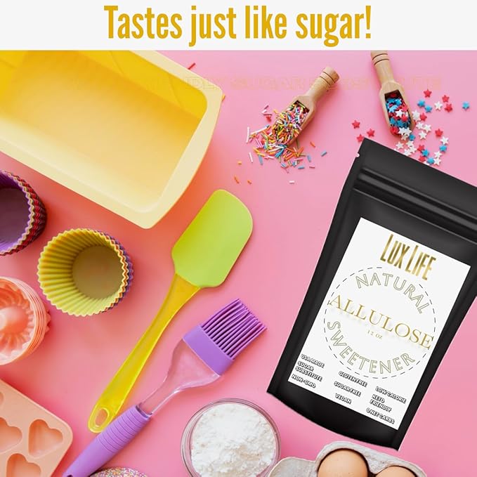 Lux Life Organic Sweetener - Great Low Carb Sweetener for Baking and Keto Sugar Substitute. Natural, Gluten Free, Non GMO and Zero Calorie. (12oz, Allulose)