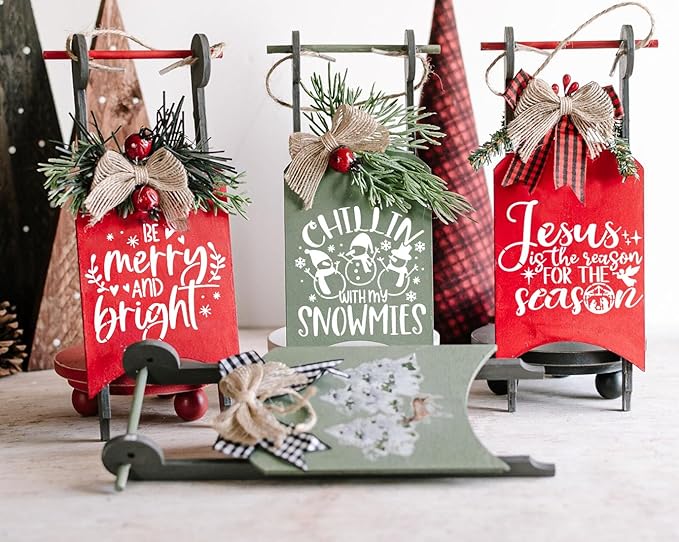 Christmas Stencils for Crafts Reusable 6” Christmas Stencil Xmas Holiday Stencils for Painting on Wood Fabrics Decor