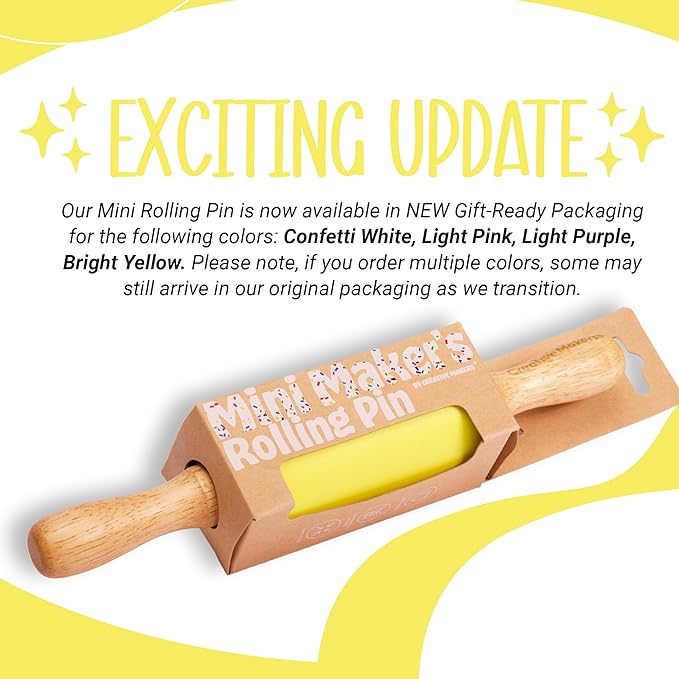 Small Rolling Pin for Kids, Non-Stick Silicone Surface with Wooden Handles for Play Dough and Baking Rolling Pin (Lemon Yellow)