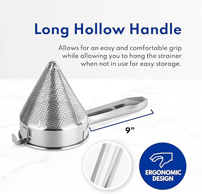New Star Foodservice 34110 18/8 Stainless Steel China Cap Strainer, 10-Inch, Coarse Mesh
