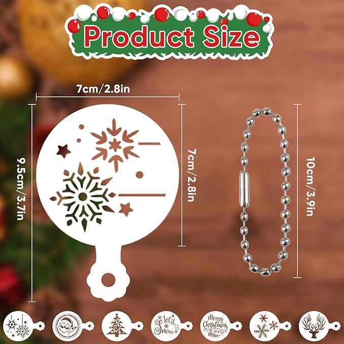 56 Pcs Christmas Stencils for Cookie & Cake Decorating, Reusable Holiday Baking Templates for Royal Icing, Coffee, Cupcake & Dessert Decoration Supplies (Christmas)