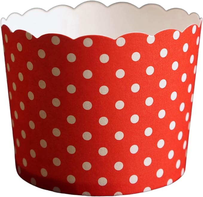 Paper Baking Cups (Polka Dots), Greaseproof Disposable Cupcake Liners (Red, Large Cups (50-Pack))